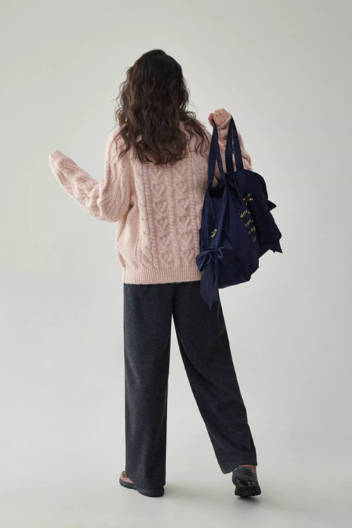 Round Neck Cable Knit Top