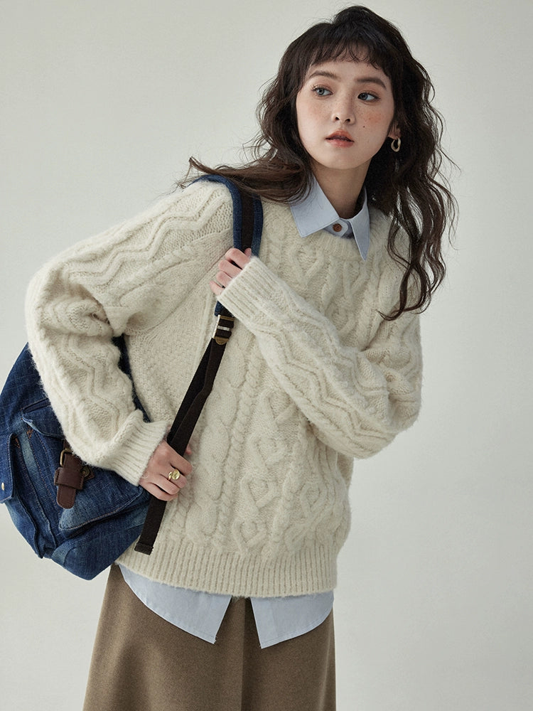 Round Neck Cable Knit Top Round Neck Cable Knit Top