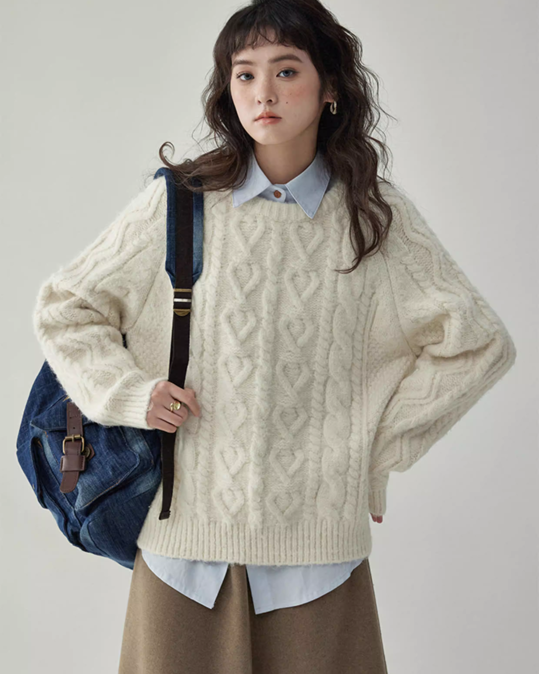 Round Neck Cable Knit Top Round Neck Cable Knit Top