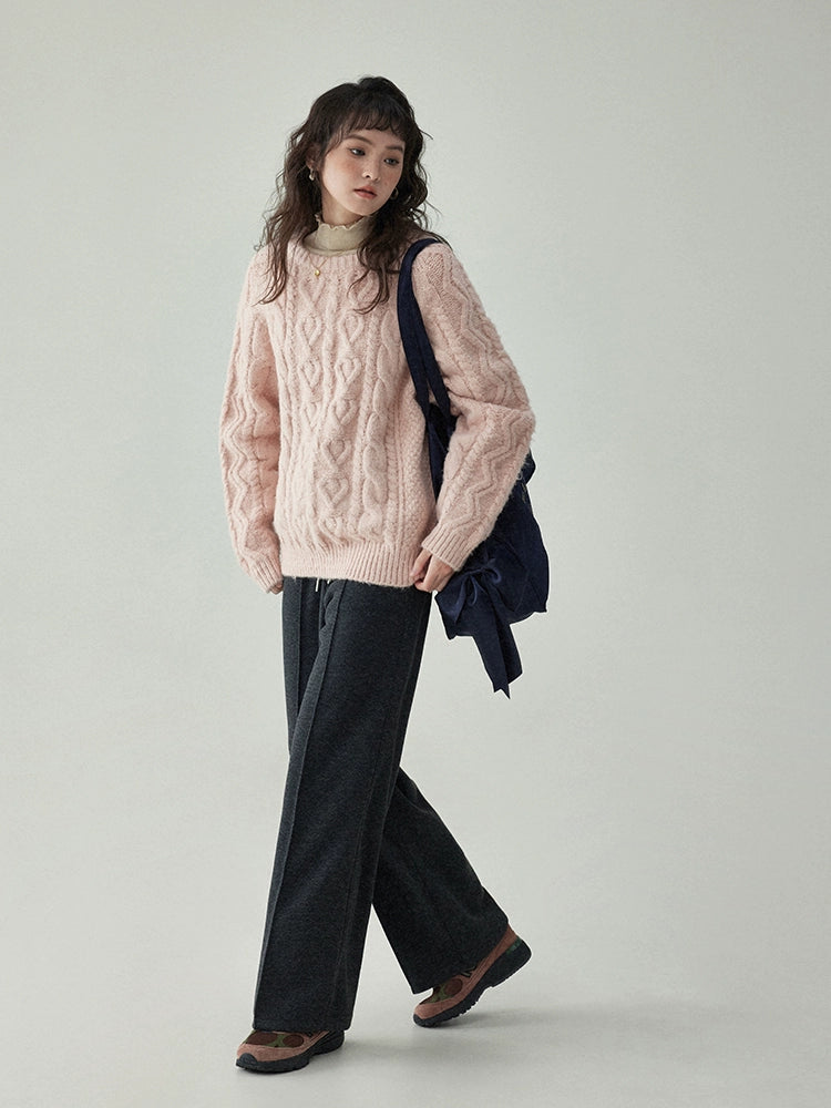 Round Neck Cable Knit Top Round Neck Cable Knit Top