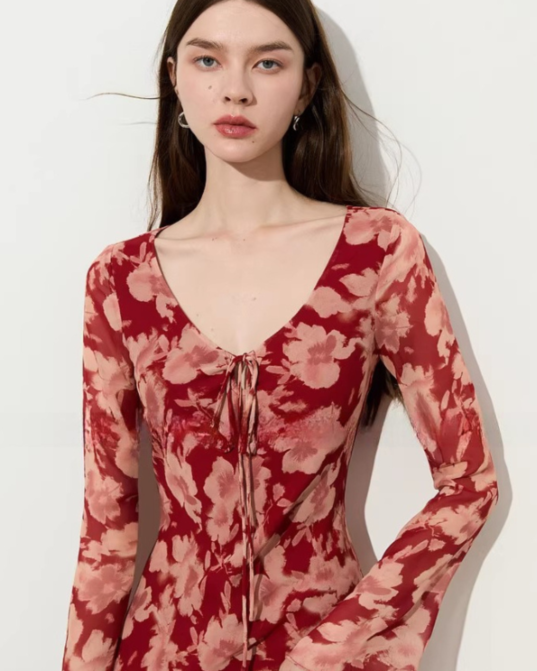 Round Neck Floral Long Dress Round Neck Floral Long Dress