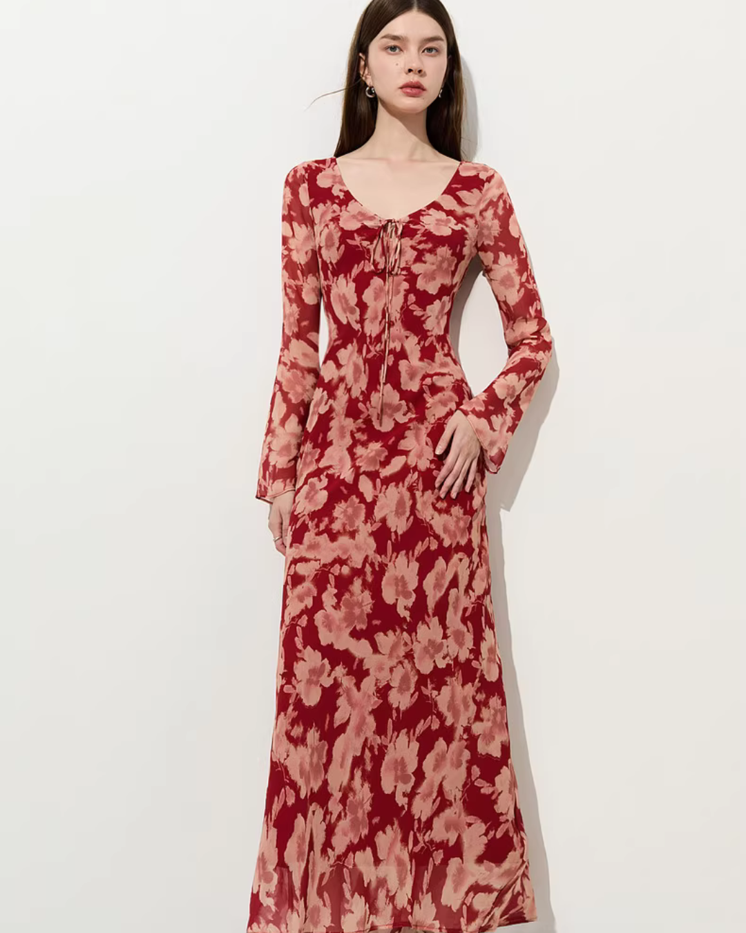 Round Neck Floral Long Dress Round Neck Floral Long Dress