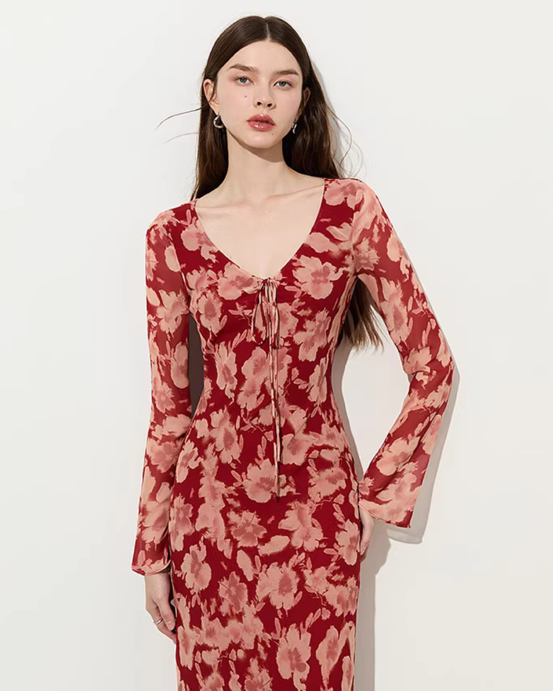 Round Neck Floral Long Dress Round Neck Floral Long Dress