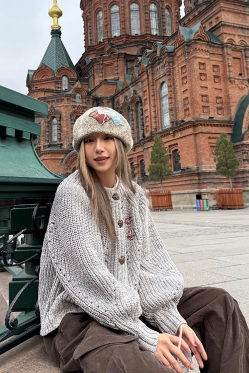 Round Neck Knit Cardigan