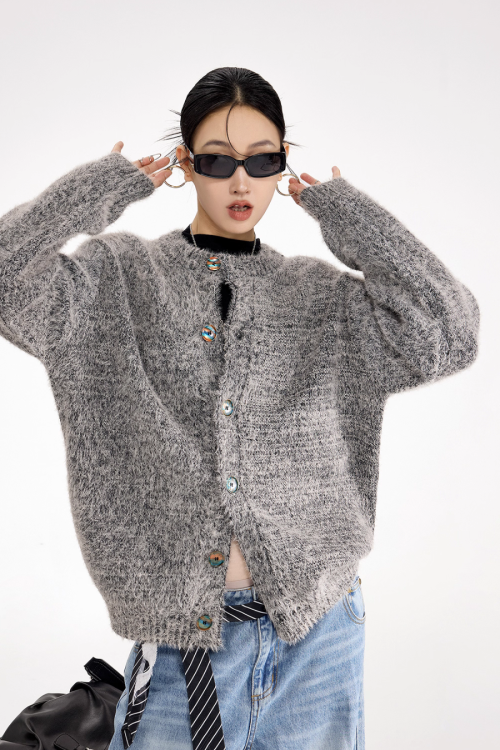 Round Neck Knit Cardigan