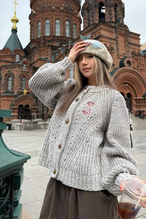 Round Neck Knit Cardigan