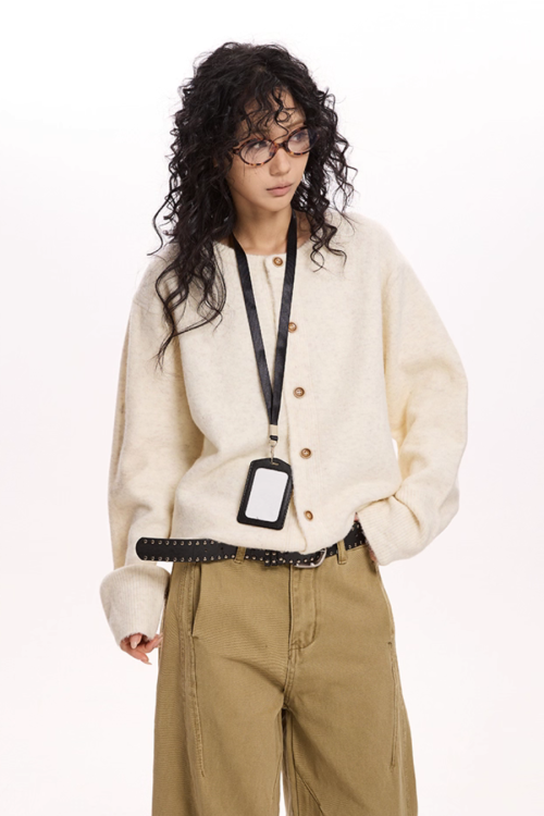 Round Neck Knit Cardigan