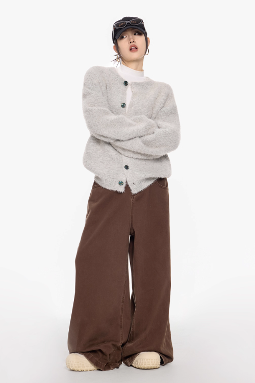 Round Neck Knit Cardigan