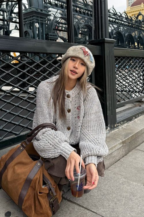 Round Neck Knit Cardigan