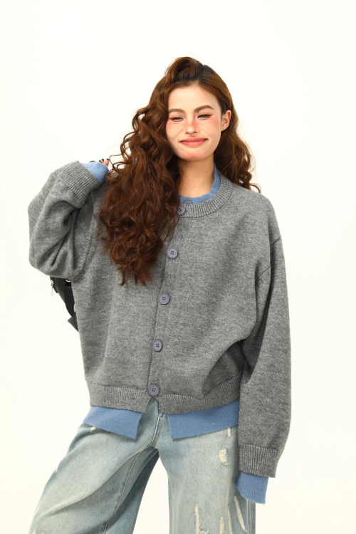 Round Neck Knit Cardigan