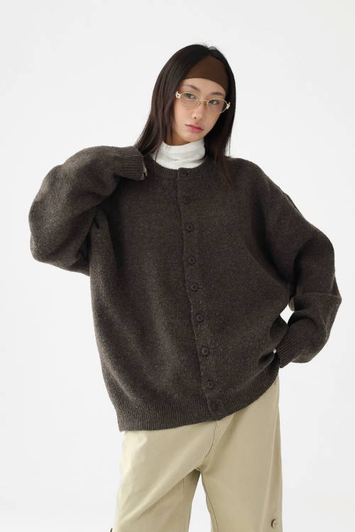 Round-Neck Knit Cardigan