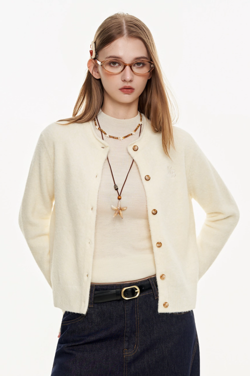 Round Neck Knit Cardigan