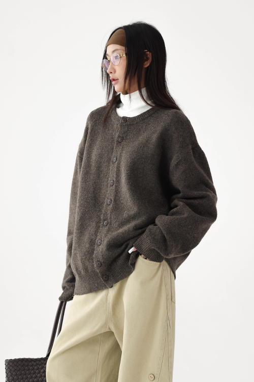 Round-Neck Knit Cardigan