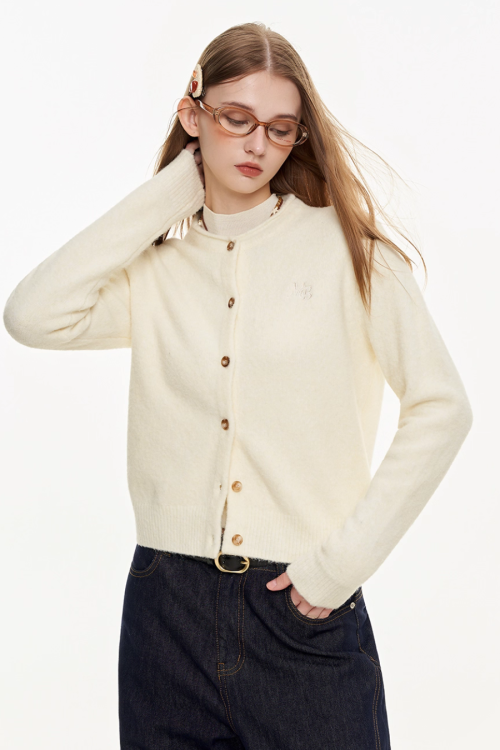 Round Neck Knit Cardigan