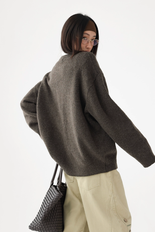 Round-Neck Knit Cardigan