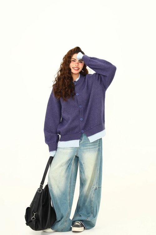 Round Neck Knit Cardigan