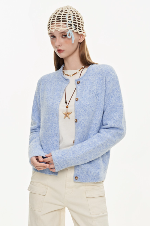Round Neck Knit Cardigan