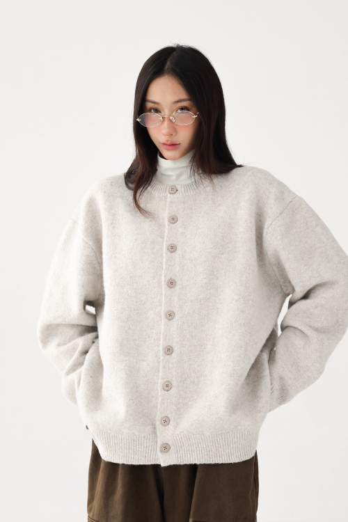 Round-Neck Knit Cardigan