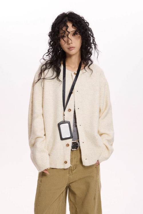 Round Neck Knit Cardigan