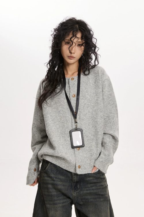 Round Neck Knit Cardigan