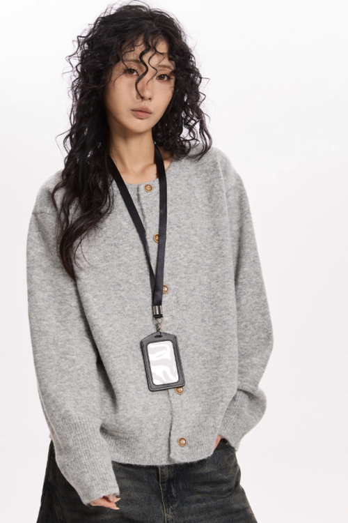 Round Neck Knit Cardigan