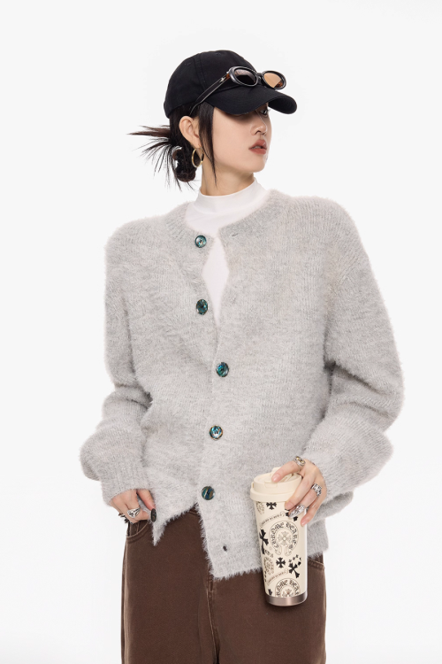 Round Neck Knit Cardigan