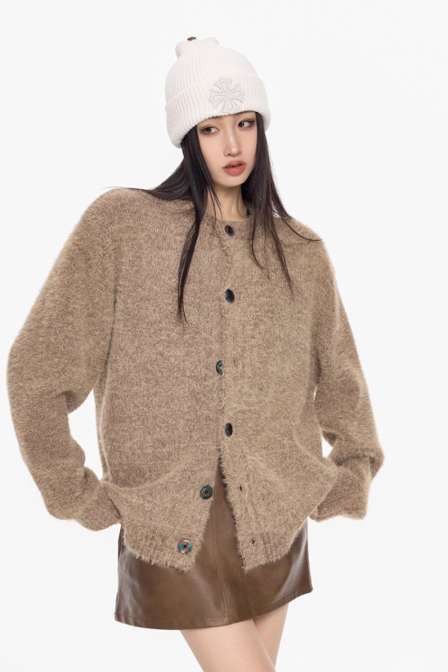 Round Neck Knit Cardigan