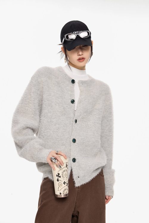 Round Neck Knit Cardigan