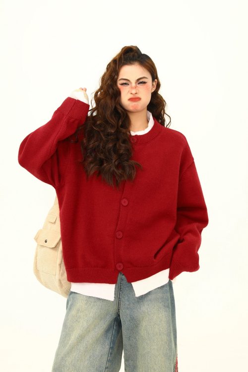 Round Neck Knit Cardigan