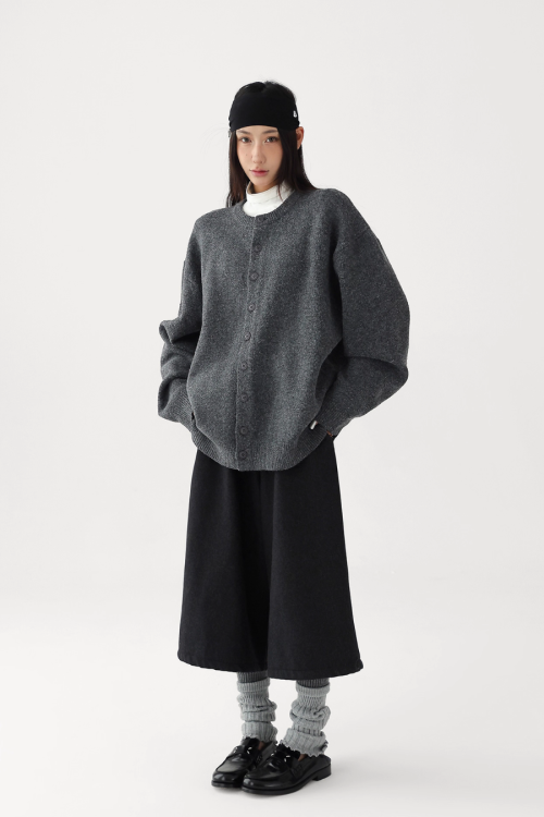 Round-Neck Knit Cardigan