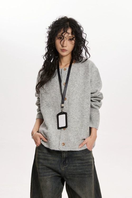 Round Neck Knit Cardigan