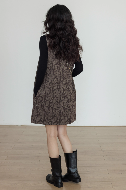 Round Neck Paisley Vest Dress