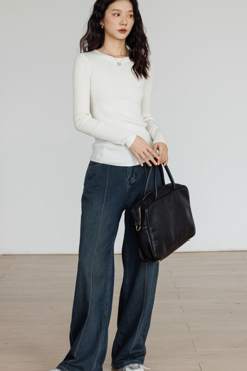 Round Neck Tight Long Sleeve Top