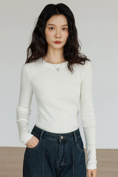 Round Neck Tight Long Sleeve Top