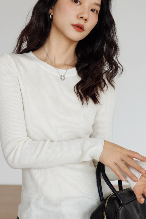 Round Neck Tight Long Sleeve Top