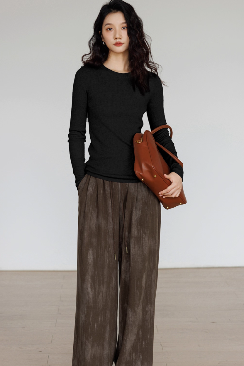 Round Neck Tight Long Sleeve Top