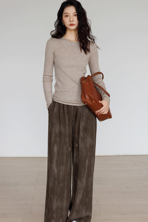 Round Neck Tight Long Sleeve Top