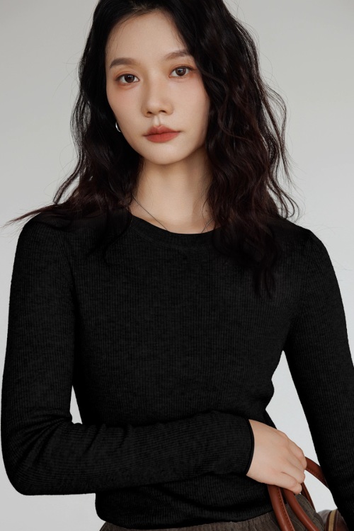 Round Neck Tight Long Sleeve Top