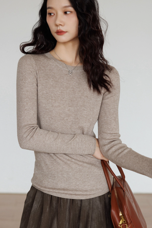 Round Neck Tight Long Sleeve Top