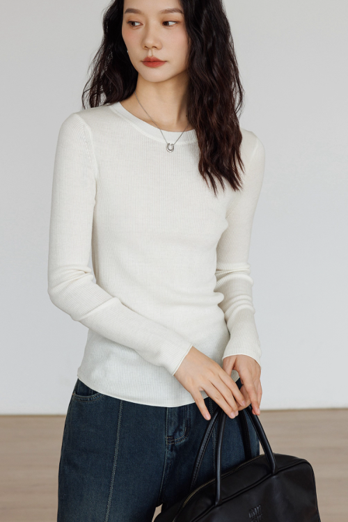 Round Neck Tight Long Sleeve Top
