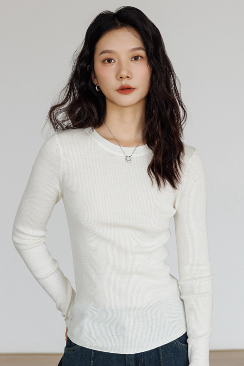 Round Neck Tight Long Sleeve Top