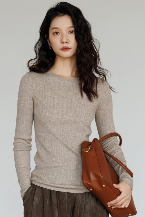 Round Neck Tight Long Sleeve Top