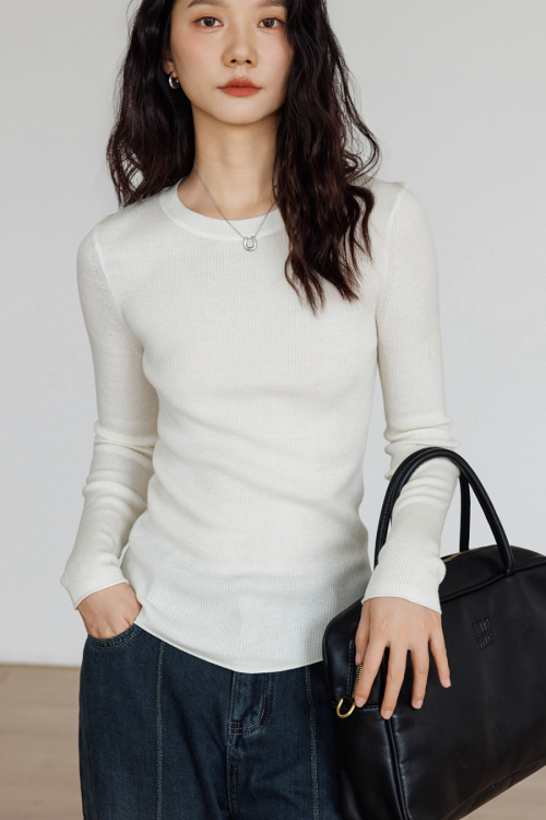 Round Neck Tight Long Sleeve Top