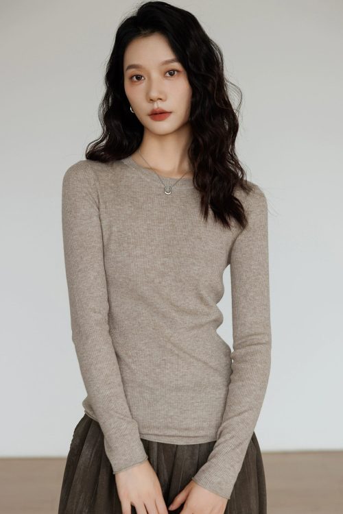 Round Neck Tight Long Sleeve Top