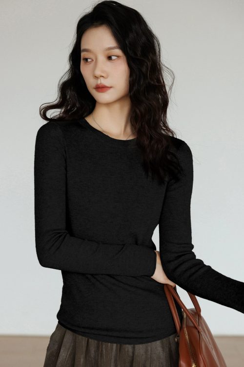 Round Neck Tight Long Sleeve Top