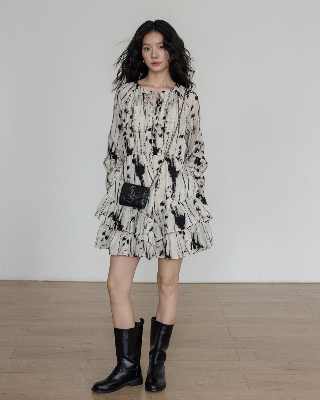 Round Neck Vintage Print Dress Round Neck Vintage Print Dress