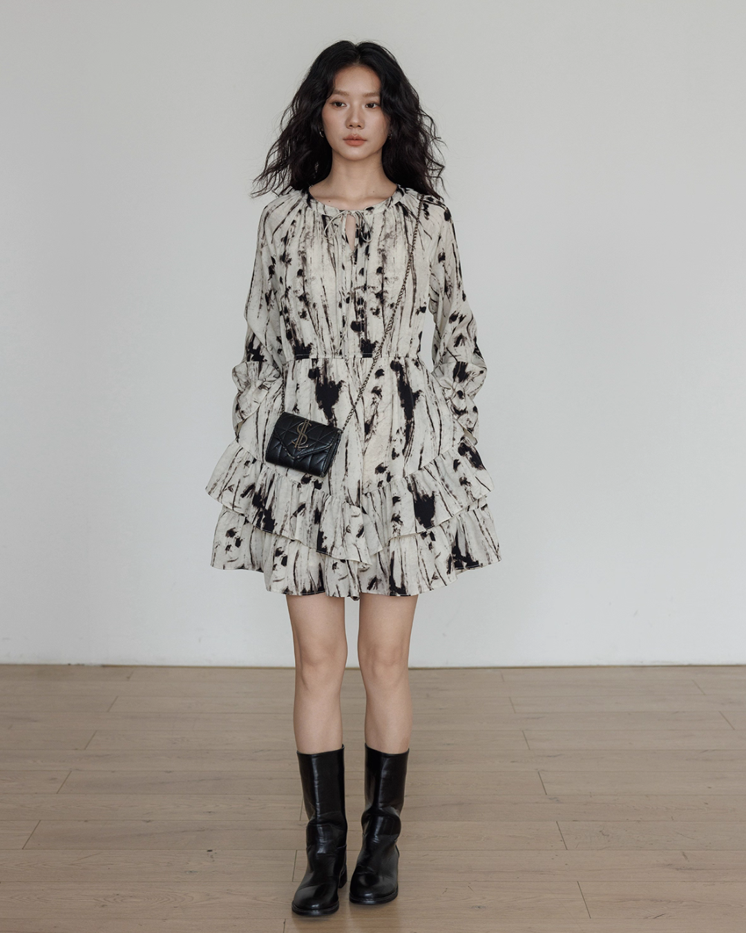 Round Neck Vintage Print Dress Round Neck Vintage Print Dress