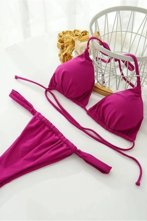Ruched String Bikini Set