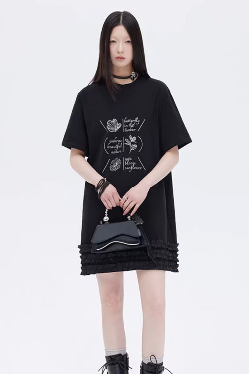 Ruffle Lace T-Shirt Dress