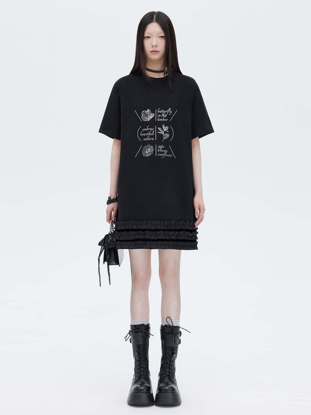 Ruffle Lace T-Shirt Dress